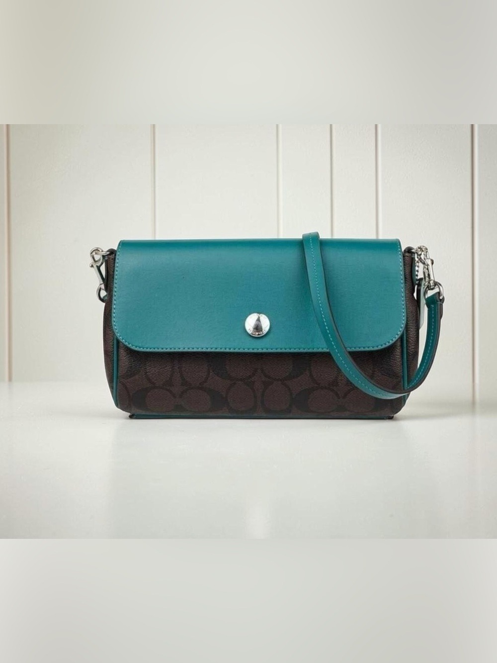 NWT Coach Signature Crossbody Bag Teal Light Blue F59534